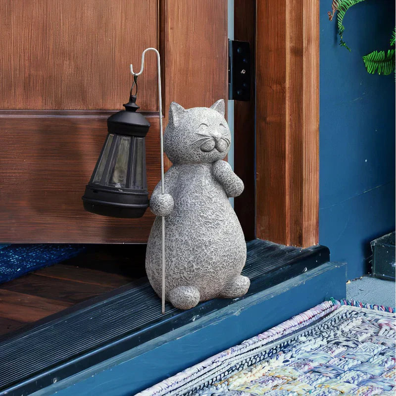 Illuminazione a energia solare | Statua di gatto | Resistente alle intemperie | Lumikitty