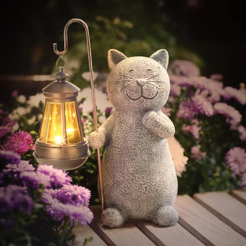 Illuminazione a energia solare | Statua di gatto | Resistente alle intemperie | Lumikitty