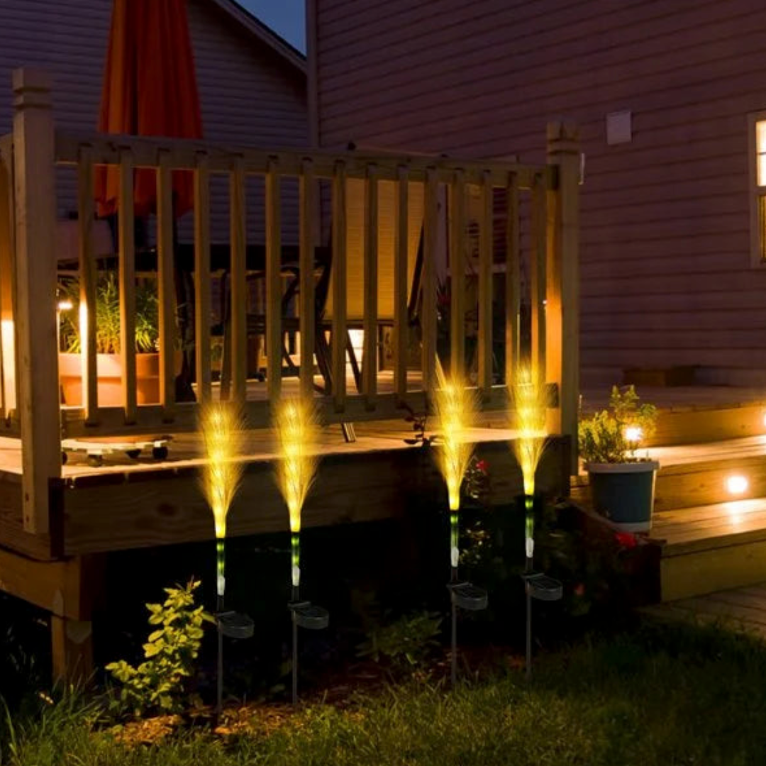 Luci solari per giardini | Picchetti da giardino LED in erba pampas | Resistenti alle intemperie | Grassbeam
