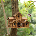 SongbirdHaven Casetta per Uccelli in Legno Fatta a Mano con 6 Ingressi per il Tuo Giardino