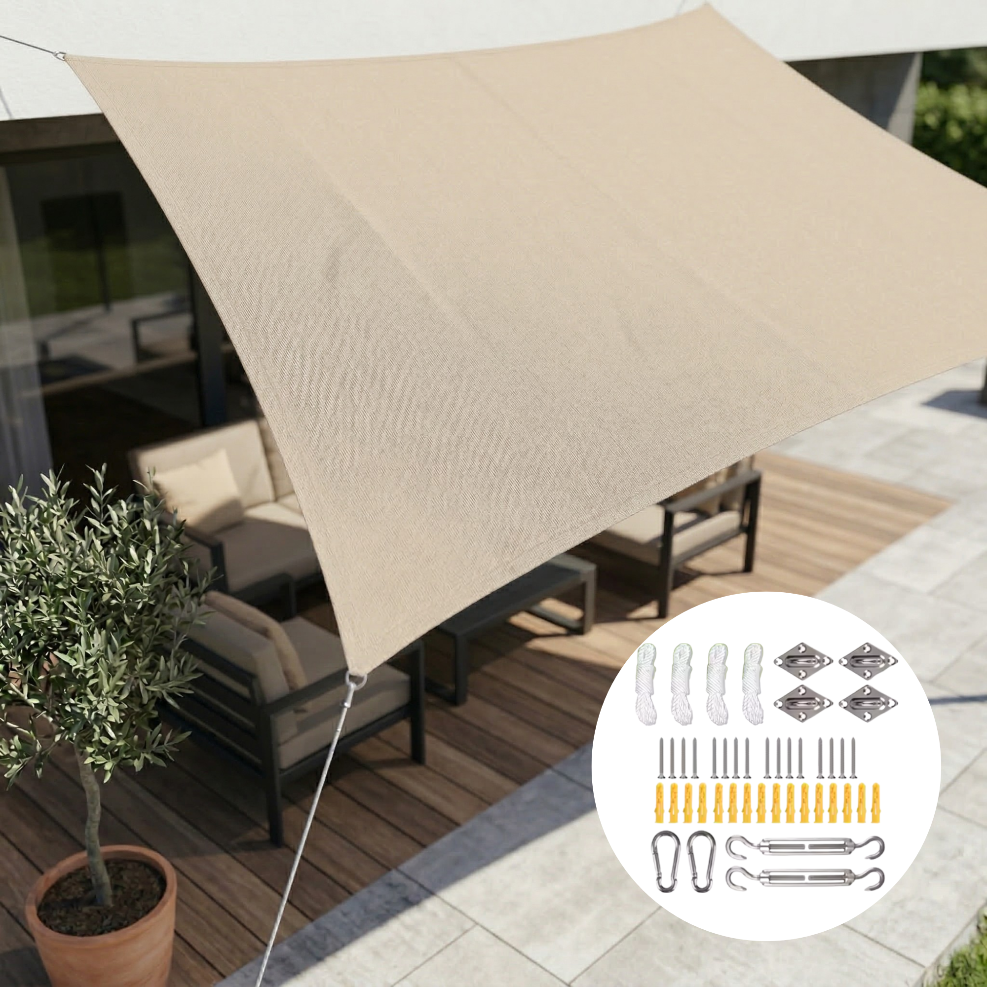 Tenda da Sole Rettangolare Impermeabile | Tessuto Outdoor Impermeabile | Protezione UV | SkyCover