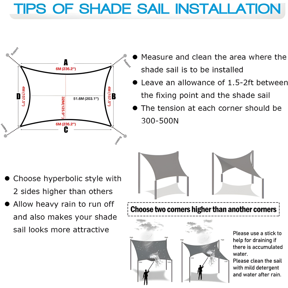 Tenda da Sole Rettangolare Impermeabile | Tessuto Outdoor Impermeabile | Protezione UV | SkyCover
