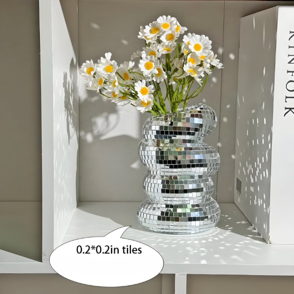 LumoSpiral – Vaso Disco Brillante in Design a Specchio