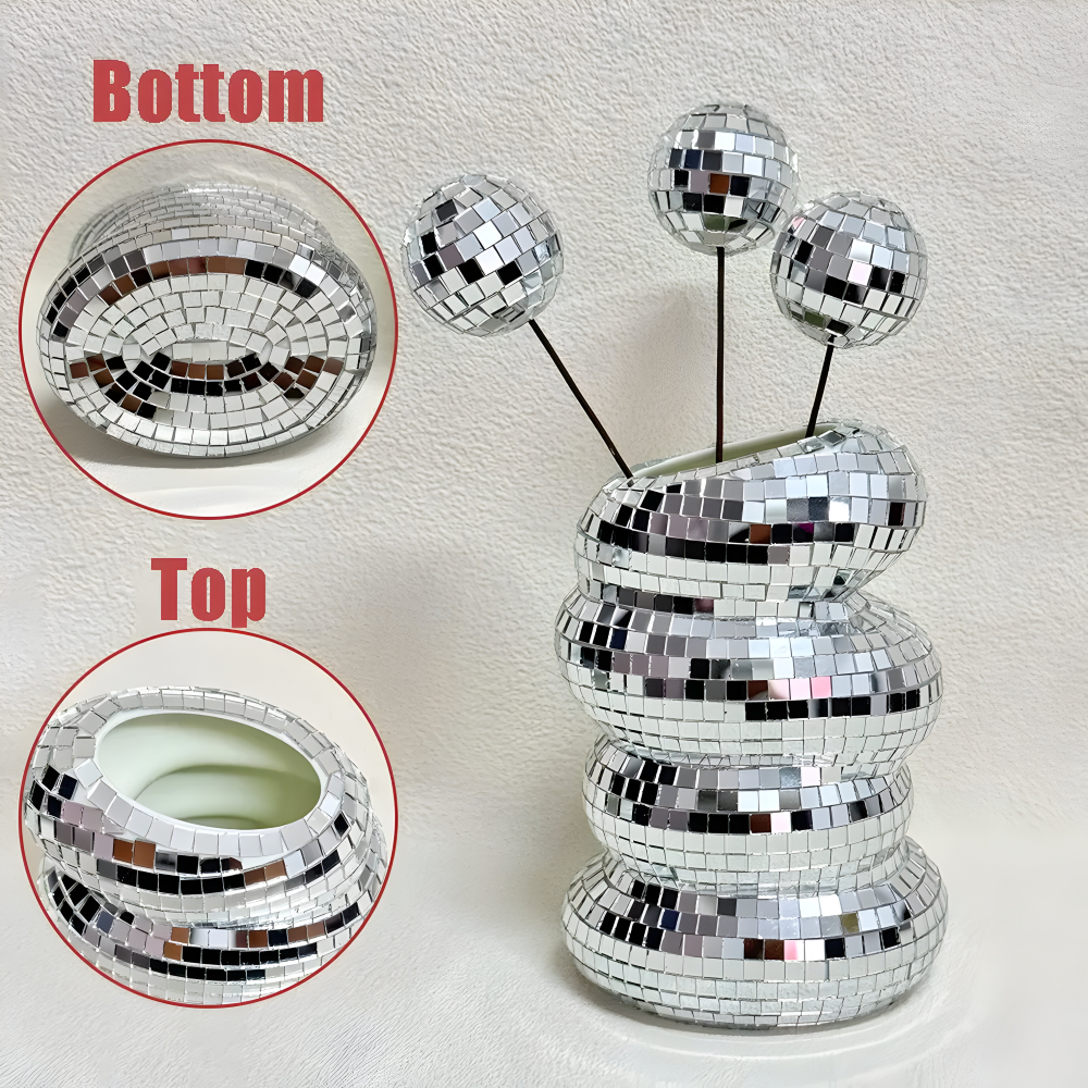 LumoSpiral – Vaso Disco Brillante in Design a Specchio