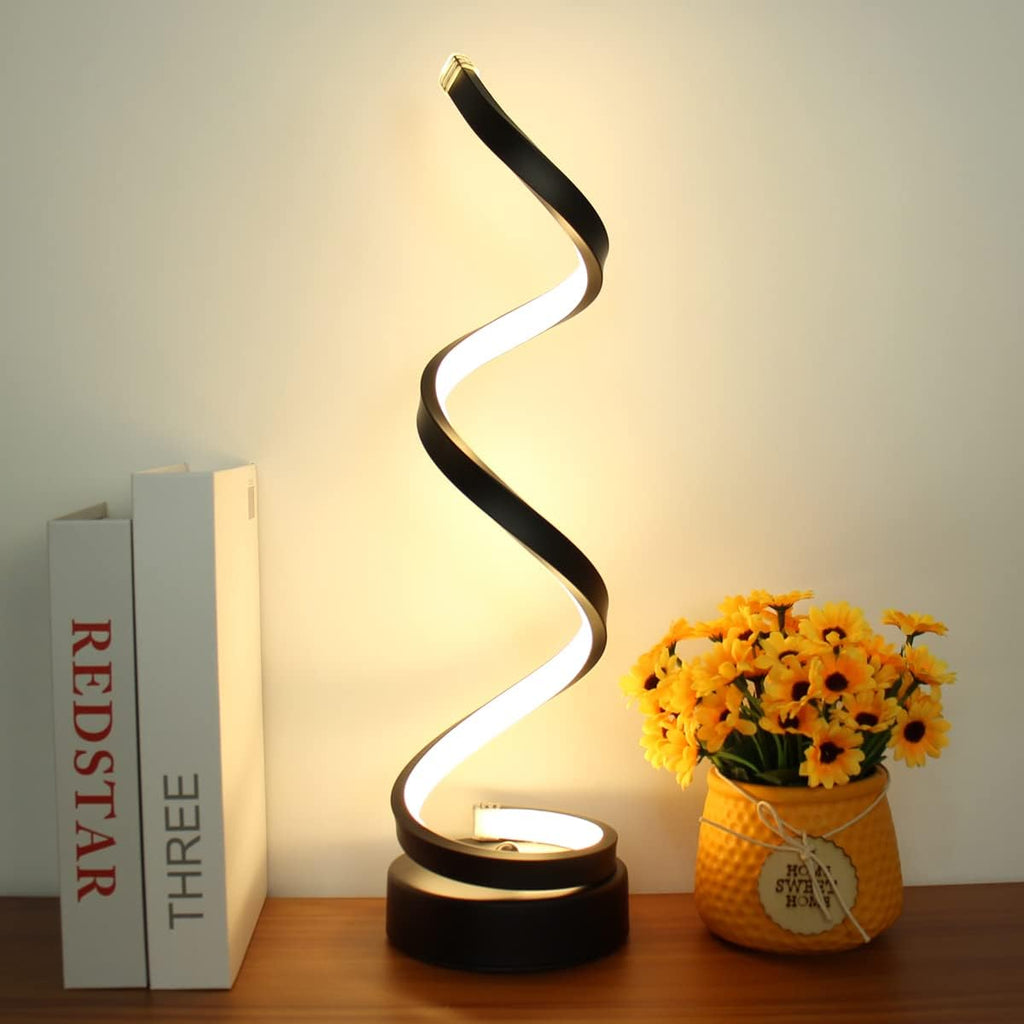 LumoSpiral – Lampada da tavolo ricaricabile dimmerabile con tre modalità di luce e design a spirale moderno