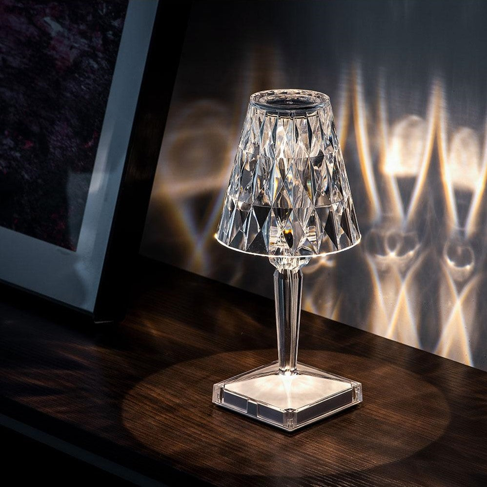 Lumière Cristal - Lampada da Tavolo Cristallina Senza Fili con Controllo Touch e Tre Modalità di Luce