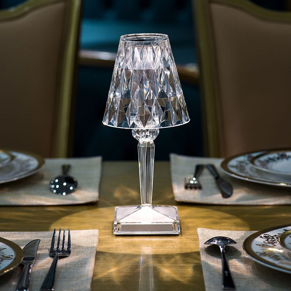 Lumière Cristal - Lampada da Tavolo Cristallina Senza Fili con Controllo Touch e Tre Modalità di Luce