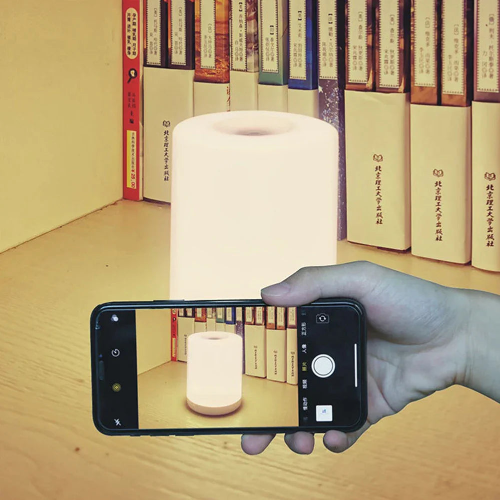 Lampada da tavolo ricaricabile senza contatto | Lampada da tavolo LED dimmerabile con porta USB