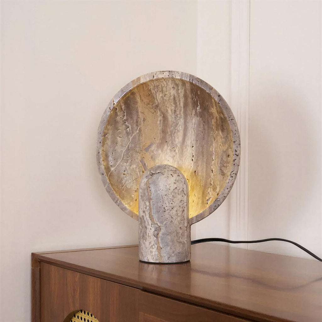 Lampada da Tavolo in Pietra con Design Circolare