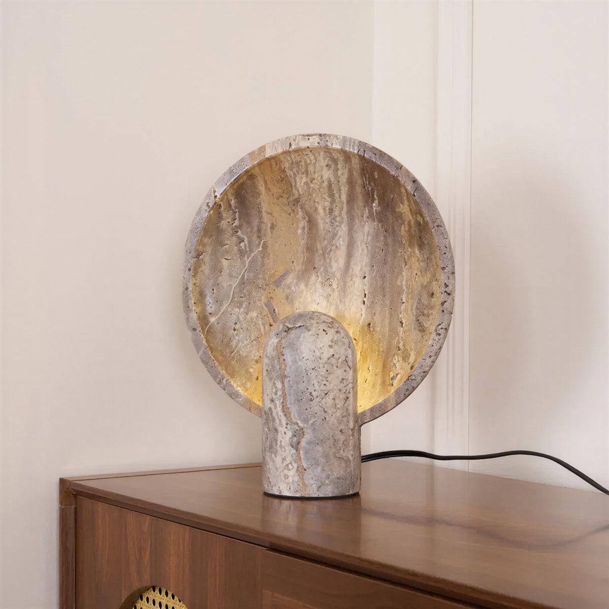Lampada da Tavolo in Pietra con Design Circolare