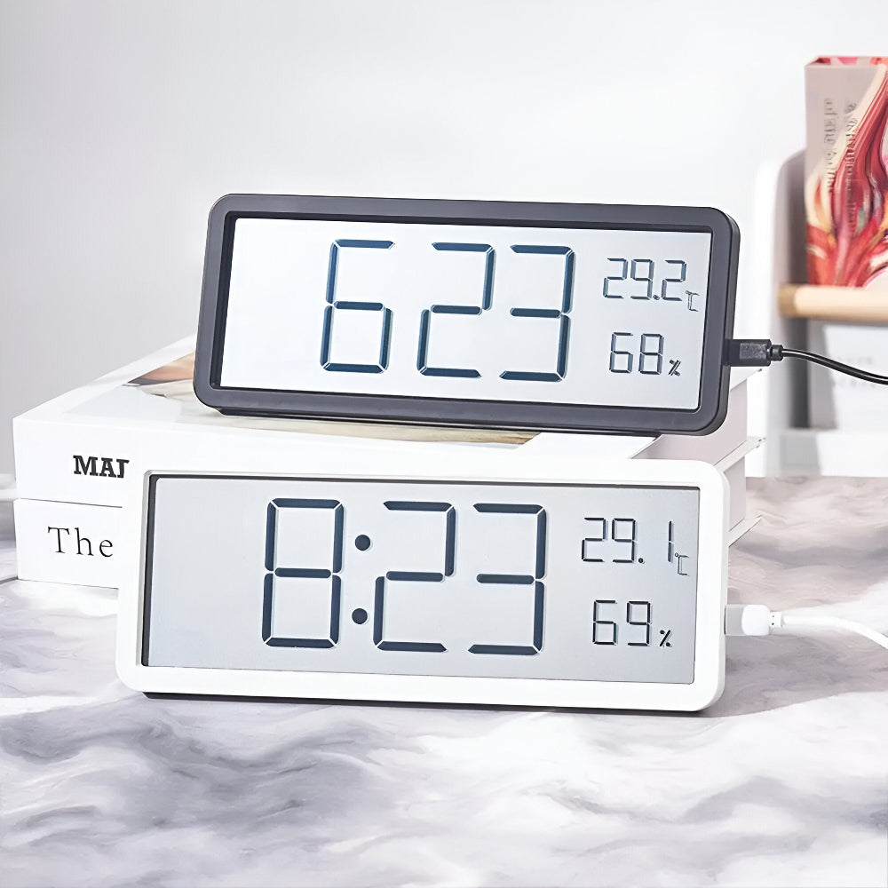 Ione - Orologio da parete LED digitale con temperatura e umidità
