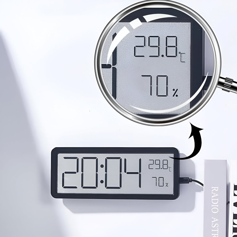 Ione - Orologio da parete LED digitale con temperatura e umidità