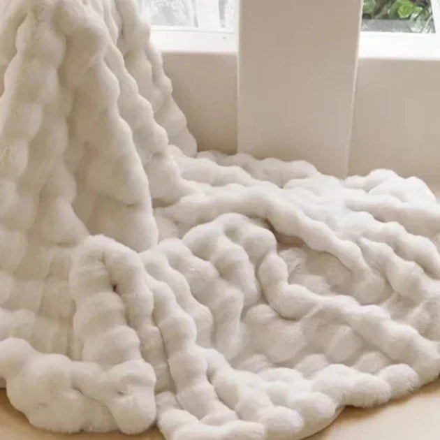 Veloura | Coperta e Cuscino in Pelliccia Sintetica Set Decorazione per la Casa Morbida e Pelosa