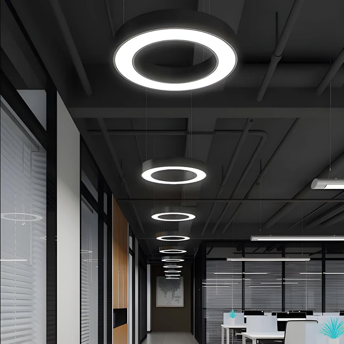 Lampada a Sospensione Circolare con Anello Rotondo per Soffitto Ufficio