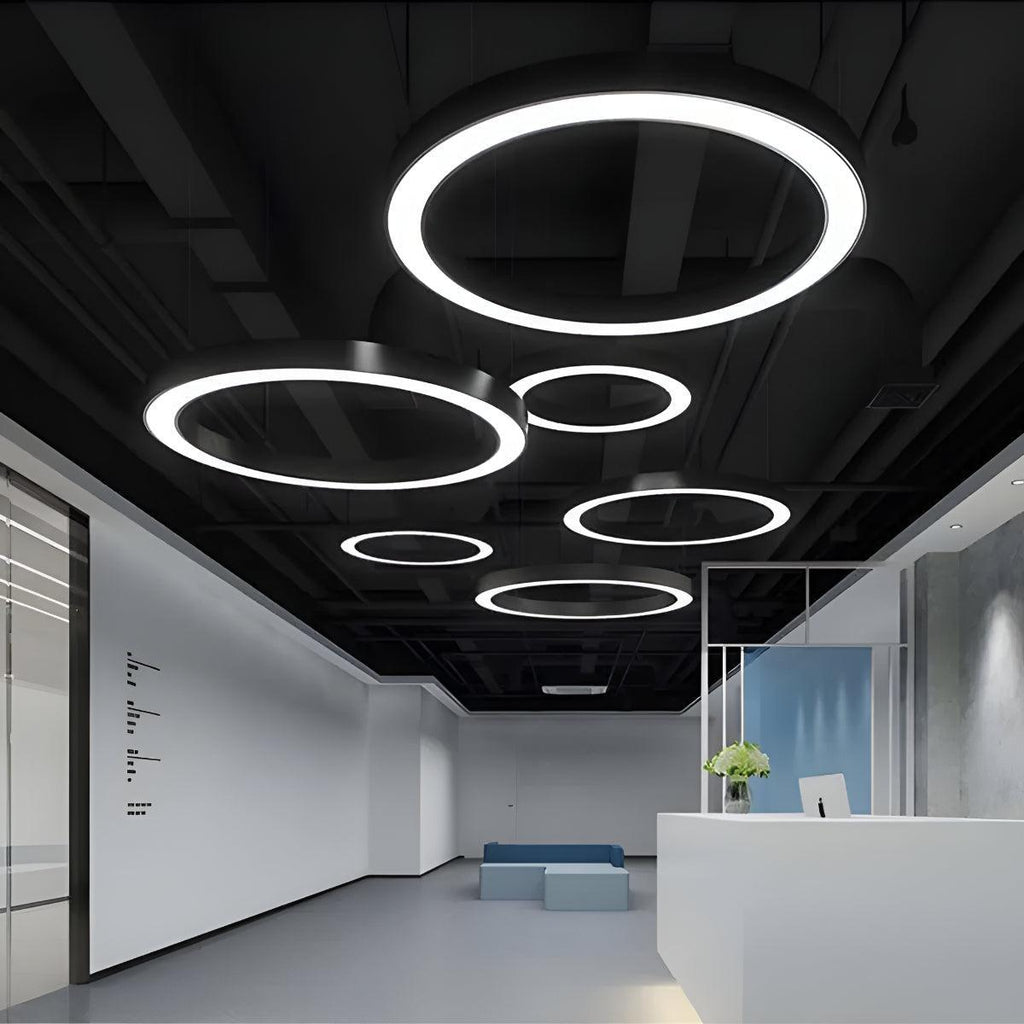 Lampada a Sospensione Circolare con Anello Rotondo per Soffitto Ufficio