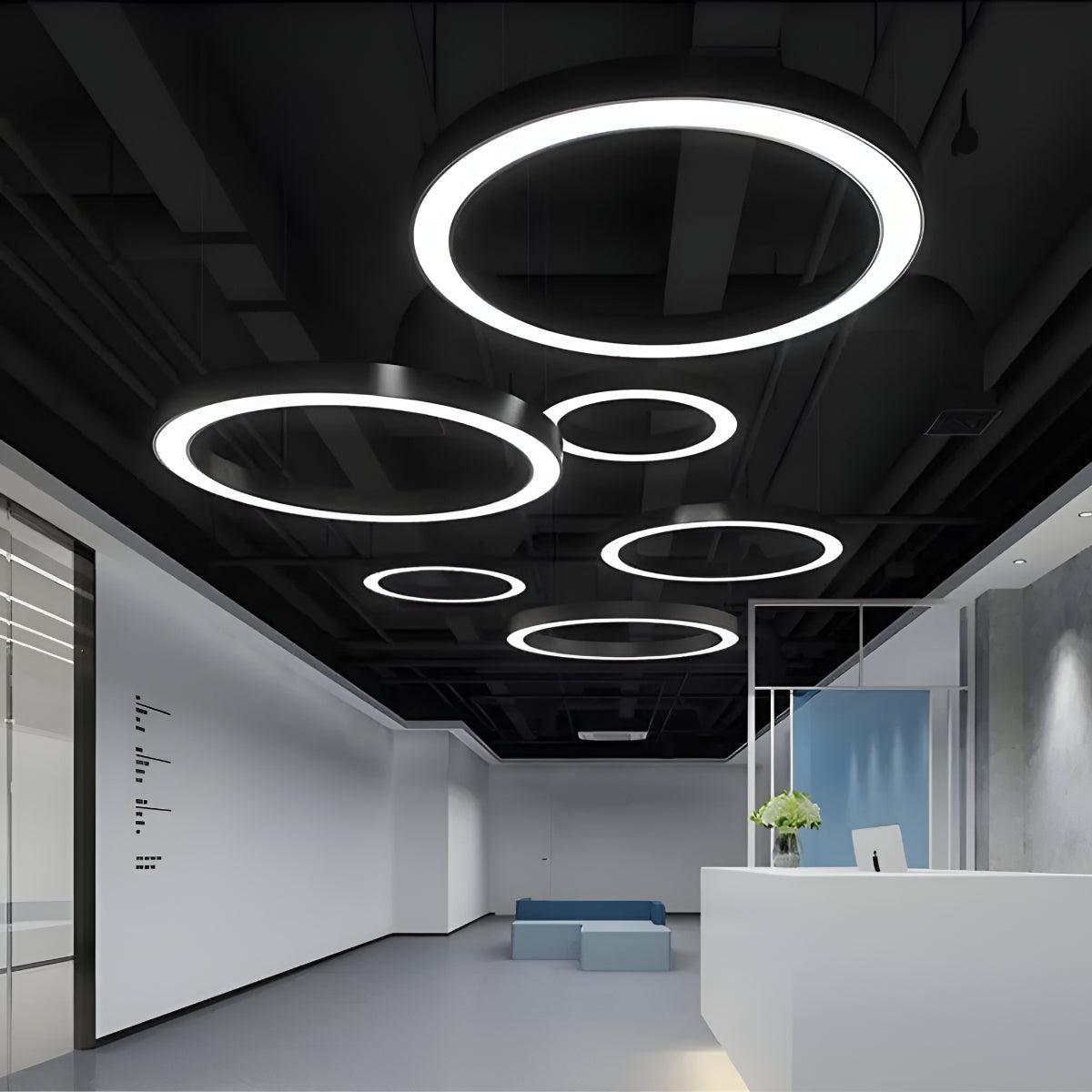 Lampada a Sospensione Circolare con Anello Rotondo per Soffitto Ufficio