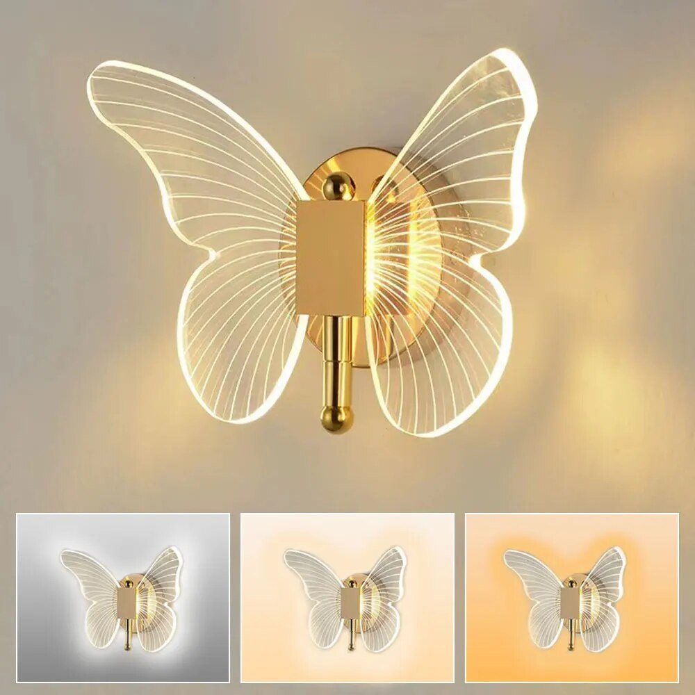 Moderna Lampada a Muro a Forma di Farfalla – Elegante Illuminazione LED per Soggiorno o Camera da Letto