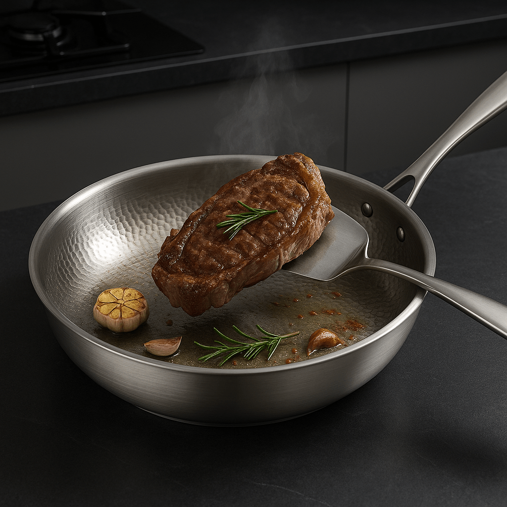 TITAN-PREMIUM PAN – Padella in titanio di alta qualità senza rivestimento per tutti i tipi di piano cottura