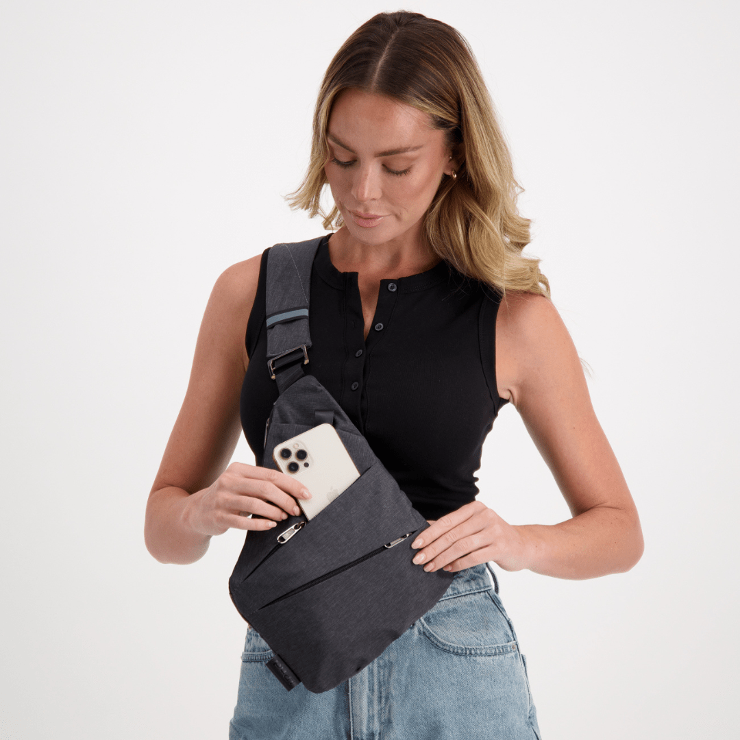 TRAVGUARD – Borsa a tracolla antitaccheggio con protezione RFID e design idrorepellente