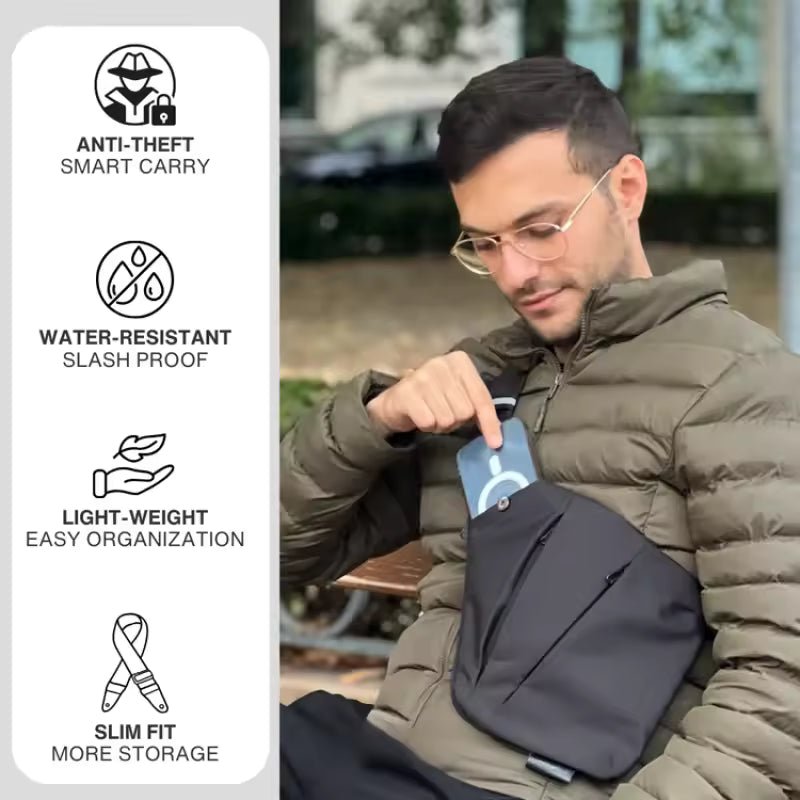 TRAVGUARD – Borsa a tracolla antitaccheggio con protezione RFID e design idrorepellente