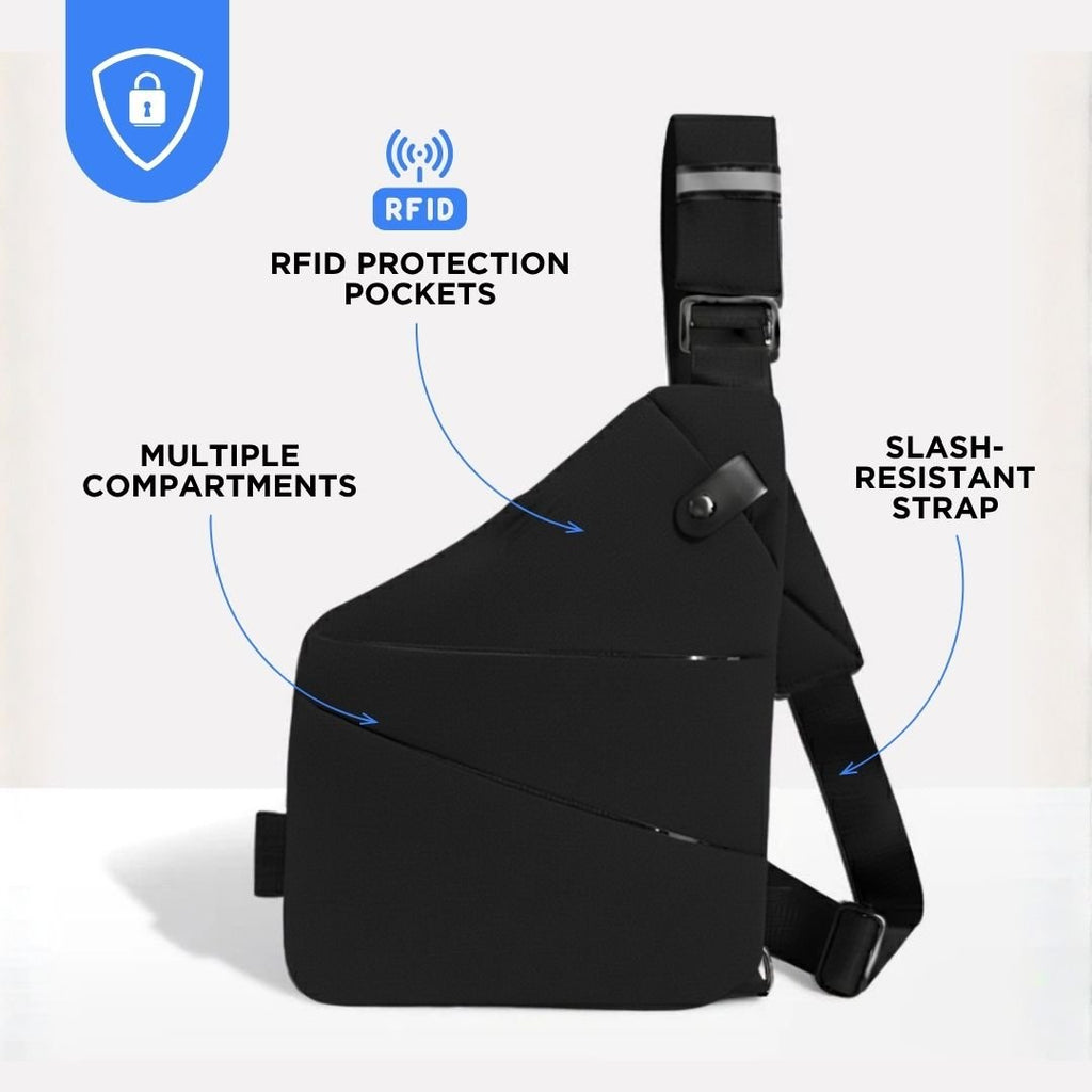 TRAVGUARD – Borsa a tracolla antitaccheggio con protezione RFID e design idrorepellente