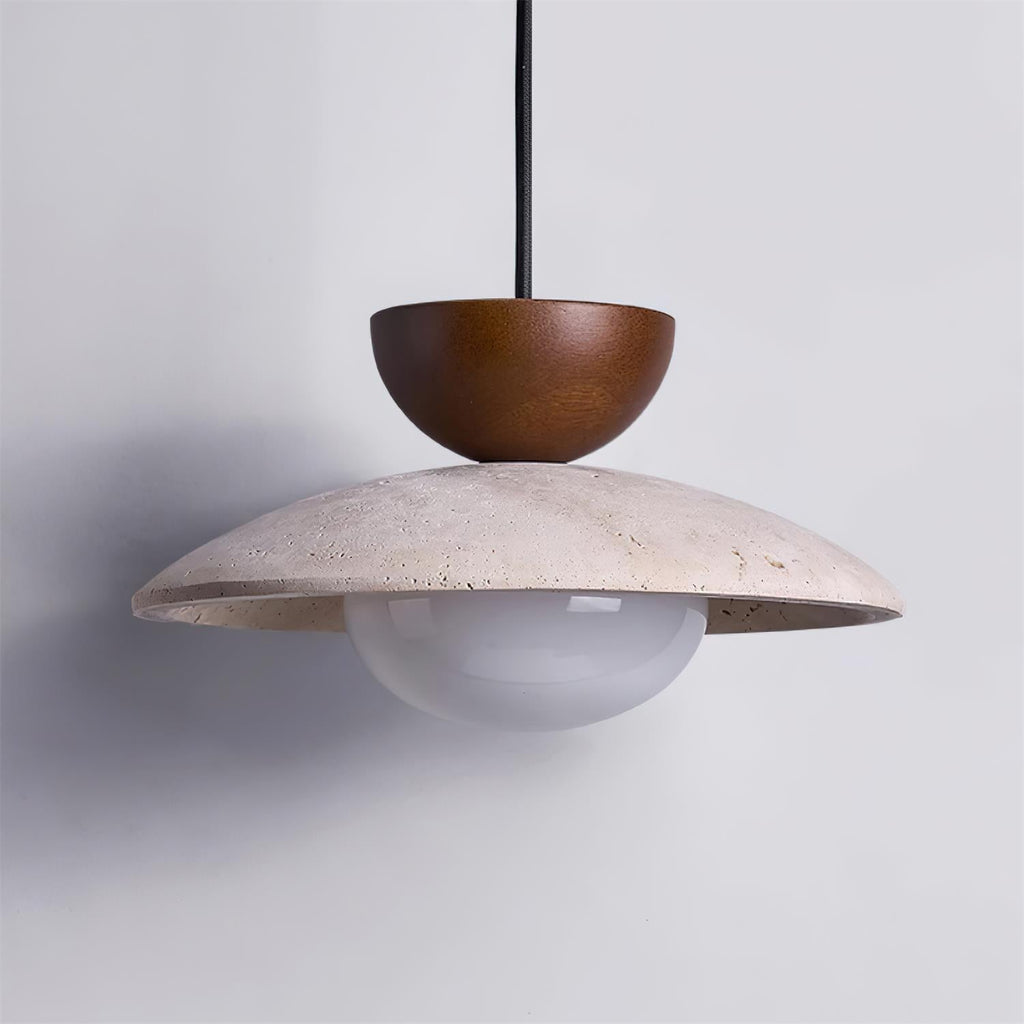Amivon | Lampada a sospensione in travertino di lusso con legno e vetro per soggiorno, camera da letto e interni moderni
