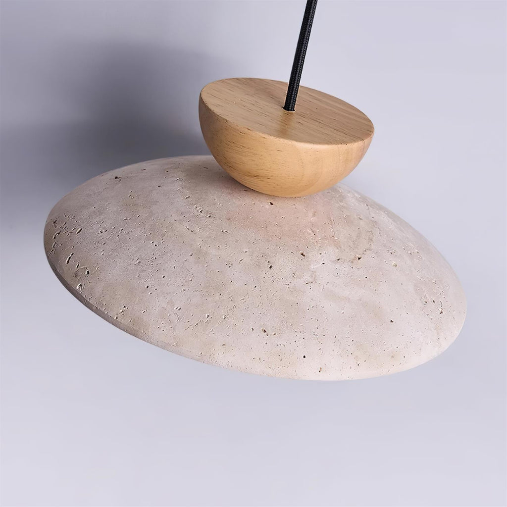 Amivon | Lampada a sospensione in travertino di lusso con legno e vetro per soggiorno, camera da letto e interni moderni