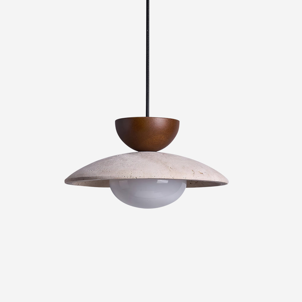 Amivon | Lampada a sospensione in travertino di lusso con legno e vetro per soggiorno, camera da letto e interni moderni