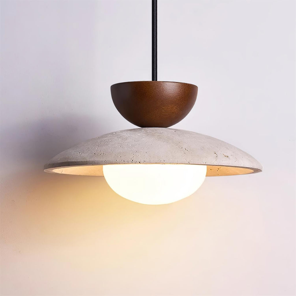 Amivon | Lampada a sospensione in travertino di lusso con legno e vetro per soggiorno, camera da letto e interni moderni