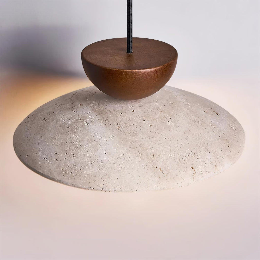 Amivon | Lampada a sospensione in travertino di lusso con legno e vetro per soggiorno, camera da letto e interni moderni