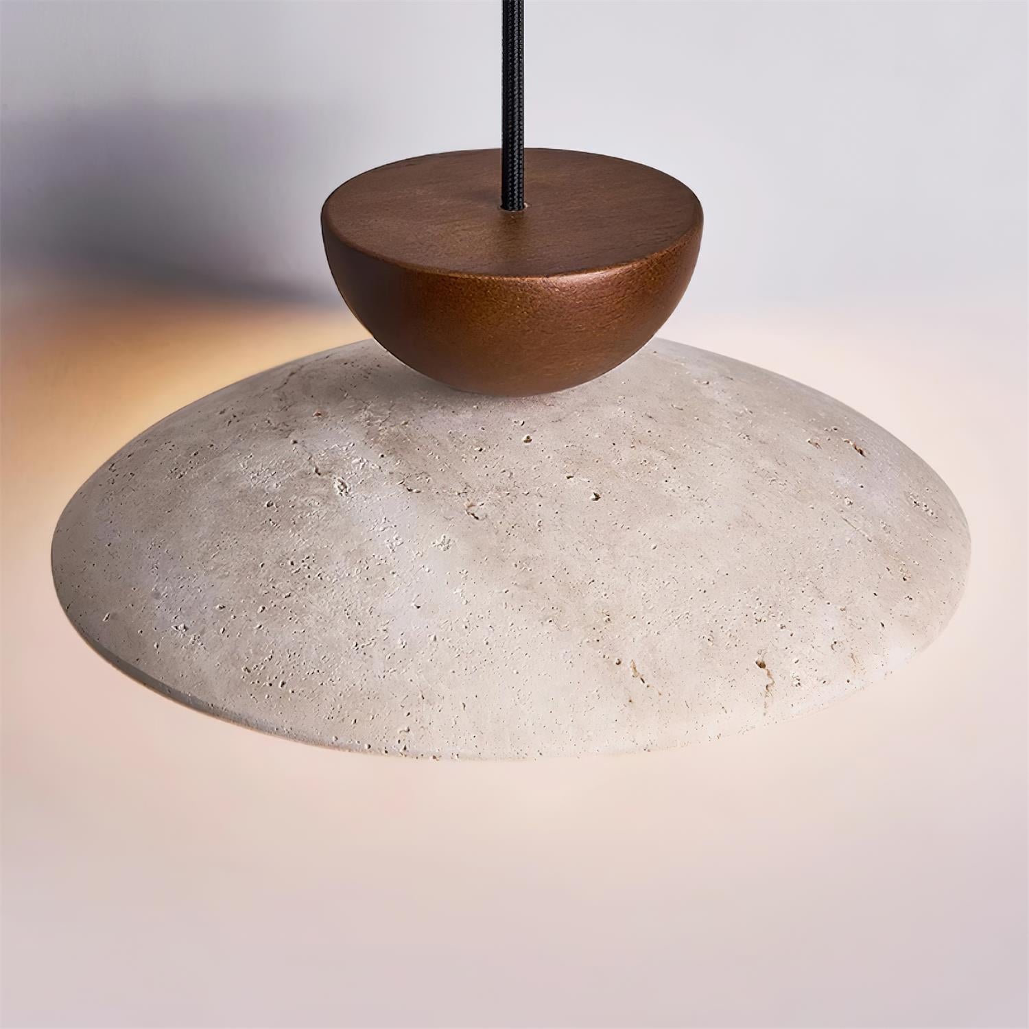 Amivon | Lampada a sospensione in travertino di lusso con legno e vetro per soggiorno, camera da letto e interni moderni