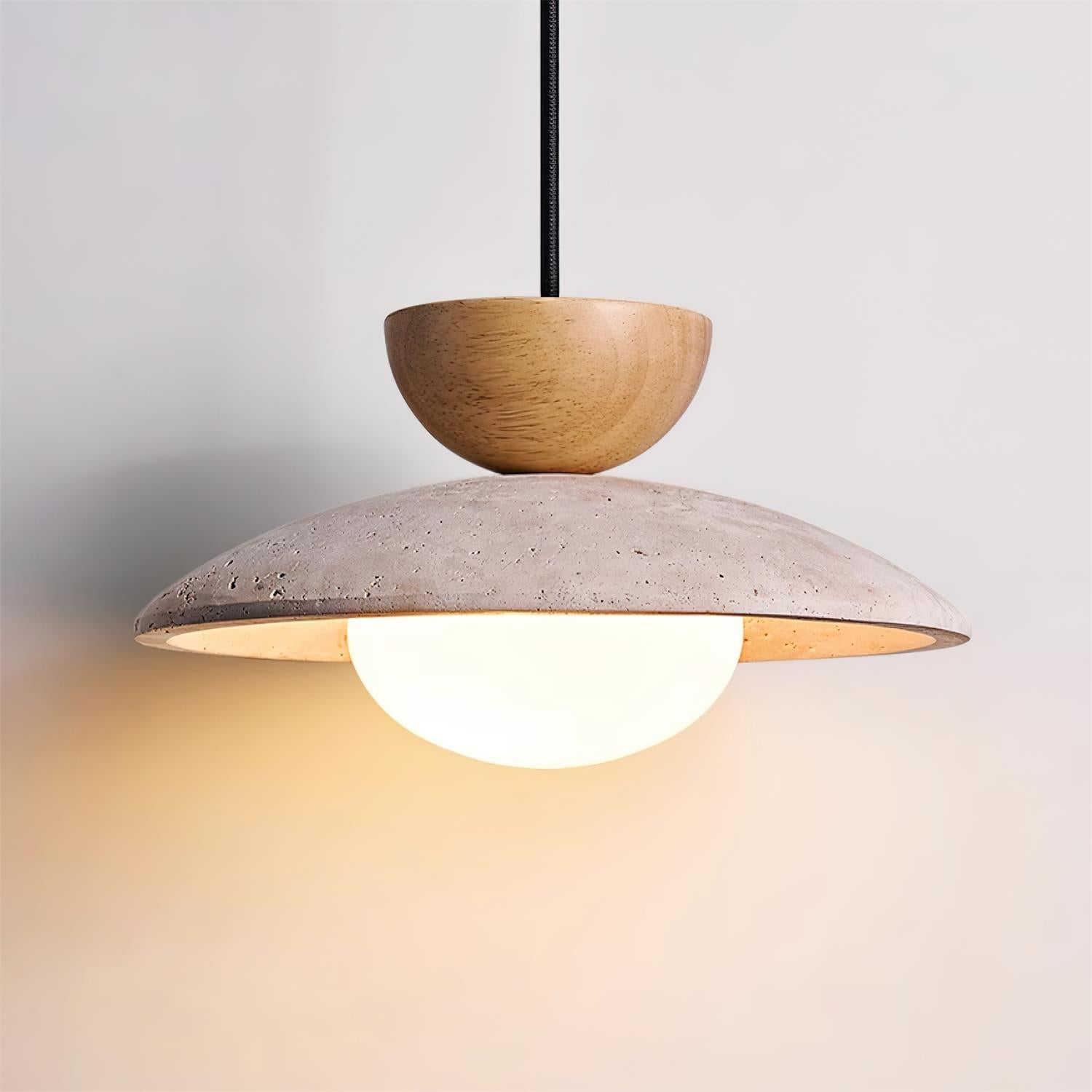 Amivon | Lampada a sospensione in travertino di lusso con legno e vetro per soggiorno, camera da letto e interni moderni