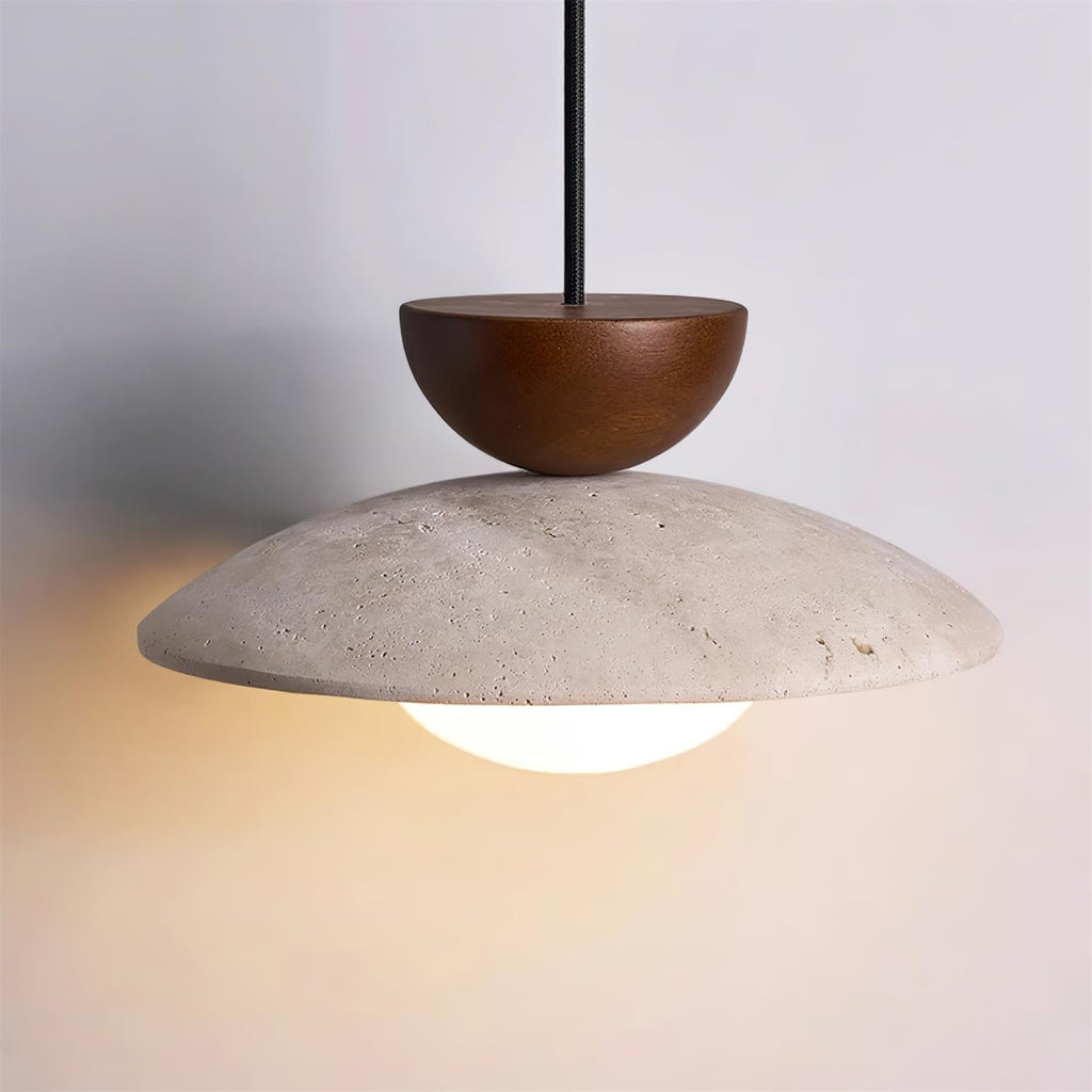 Amivon | Lampada a sospensione in travertino di lusso con legno e vetro per soggiorno, camera da letto e interni moderni