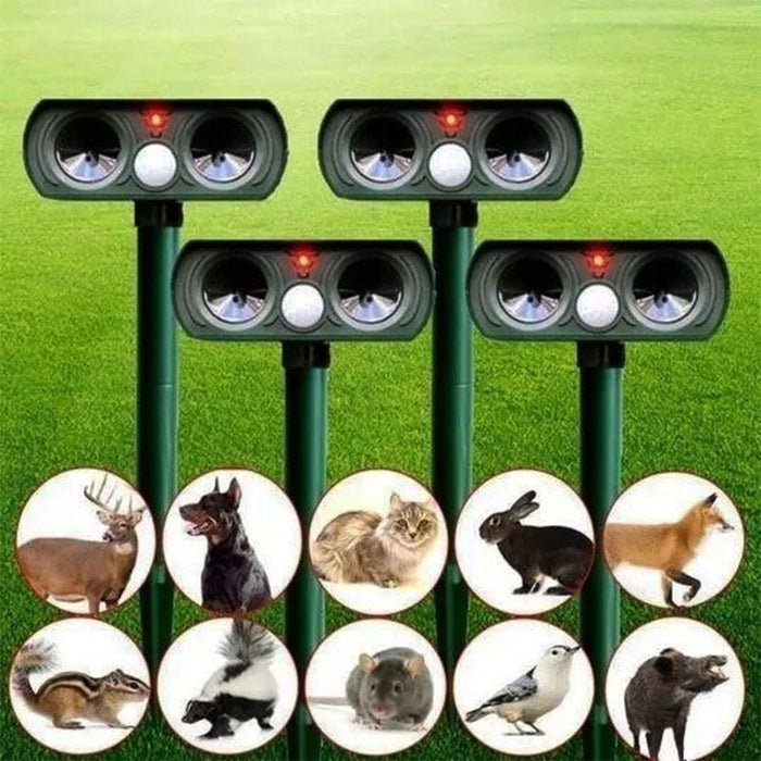 Dispositivo di difesa dagli animali | Protezione ad ultrasuoni attivata dal movimento | Resistente alle intemperie e senza fili | WildAway