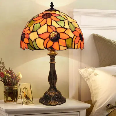 Lampada da Scrivania Tiffany | LED E27 | Vetro Colorato Fatto a Mano