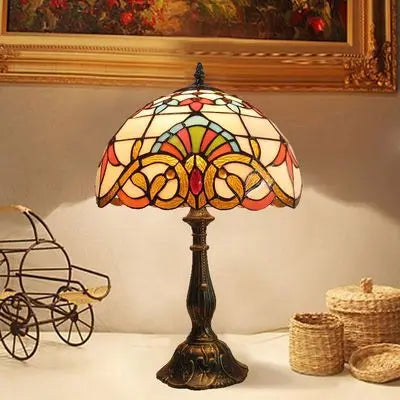 Lampada da Scrivania Tiffany | LED E27 | Vetro Colorato Fatto a Mano