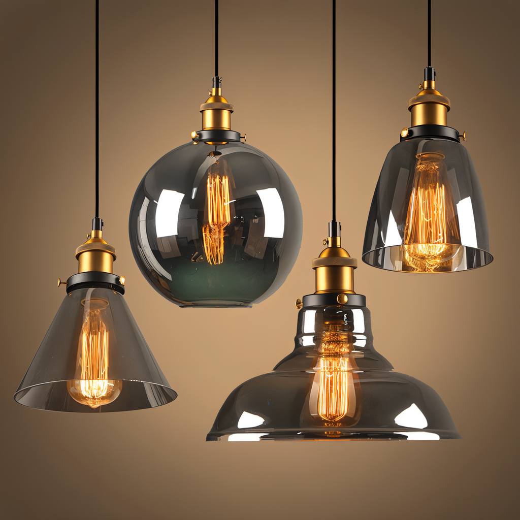 Lampada a sospensione in vetro colorato con attacco in ottone