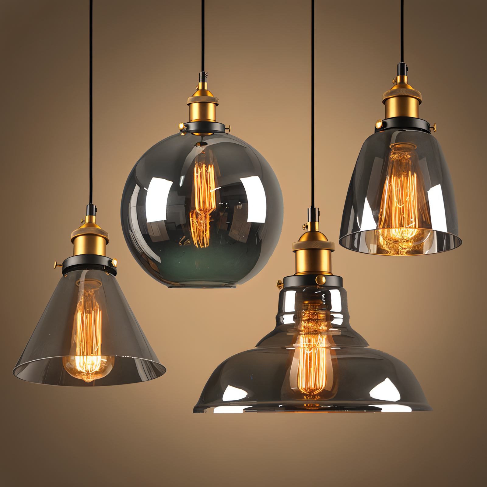 Lampada a sospensione in vetro colorato con attacco in ottone
