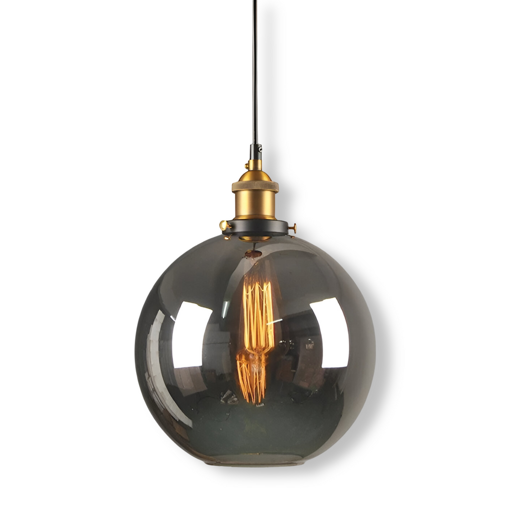 Lampada a sospensione in vetro colorato con attacco in ottone