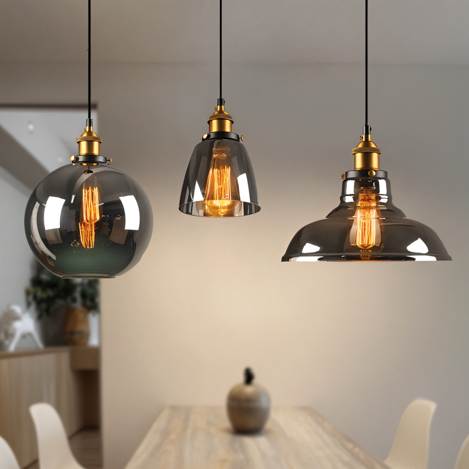 Lampada a sospensione in vetro colorato con attacco in ottone