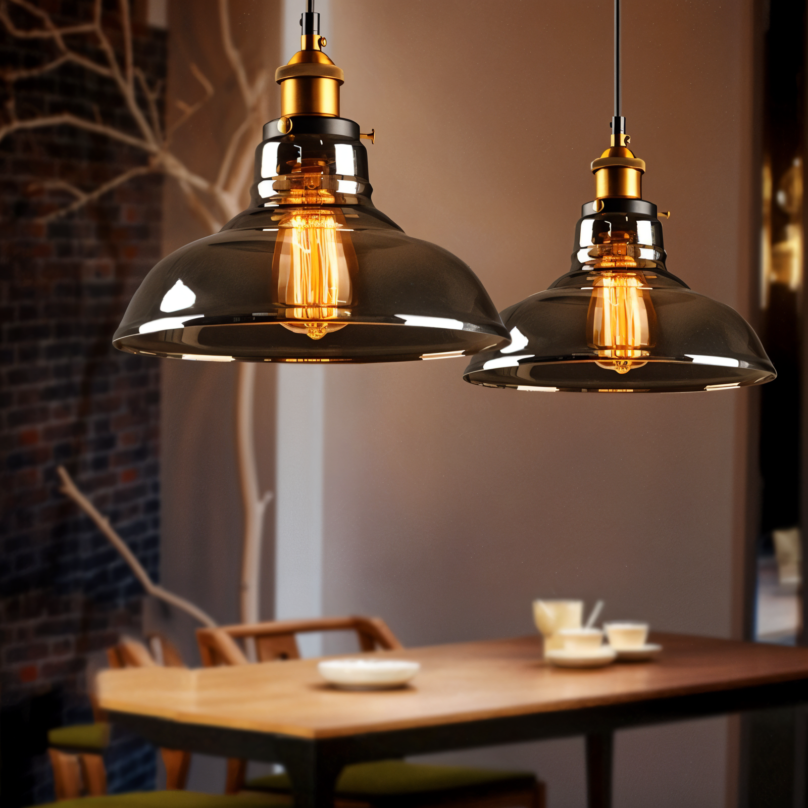 Lampada a sospensione in vetro colorato con attacco in ottone