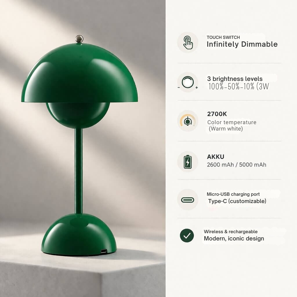 Lampada da tavolo | Lampada da comodino | Dimmerabile e senza fili | Lumenara