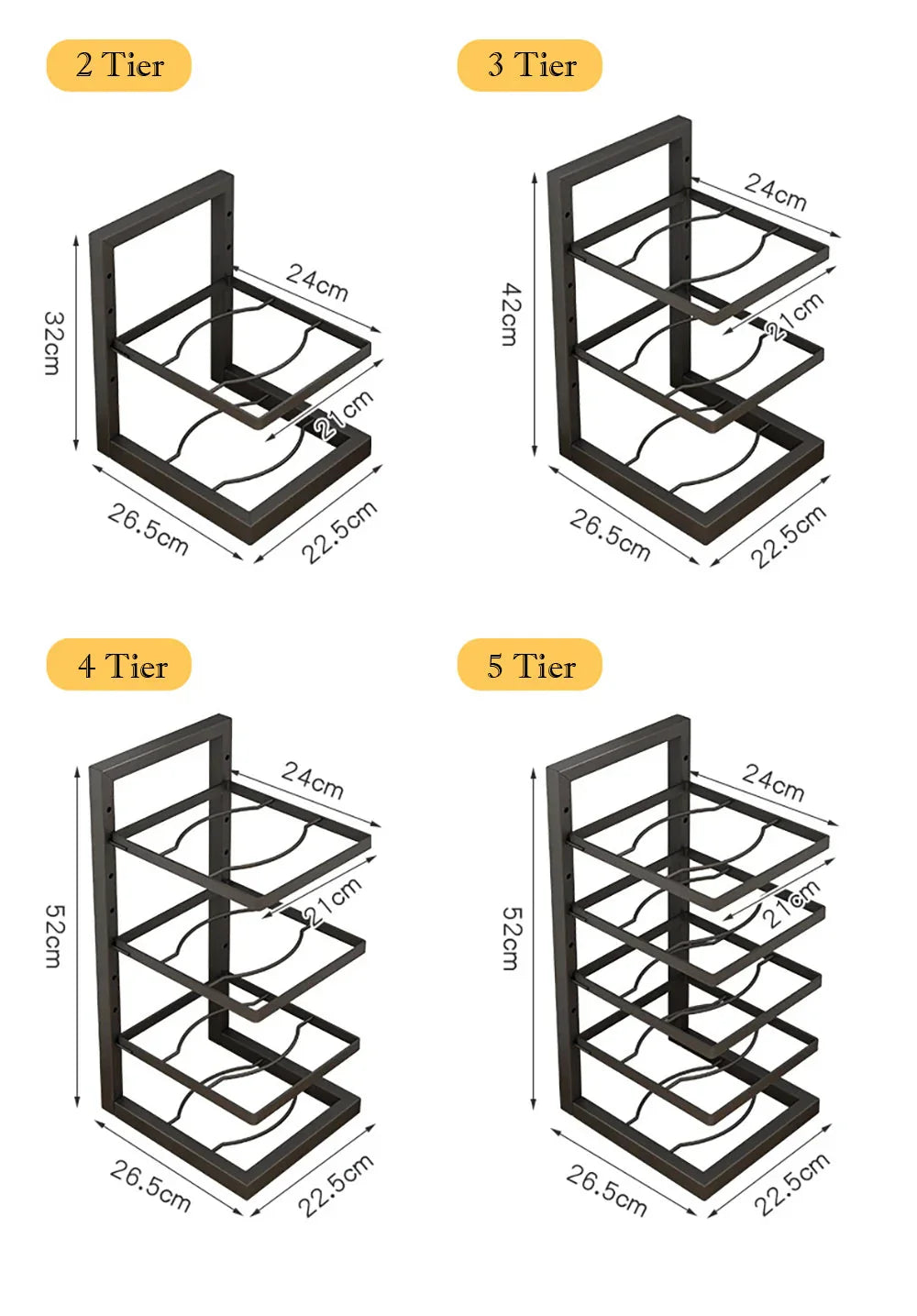 Scaffale per pentole e padelle | Ripiani regolabili | Organizer compatto per armadi | PanVault