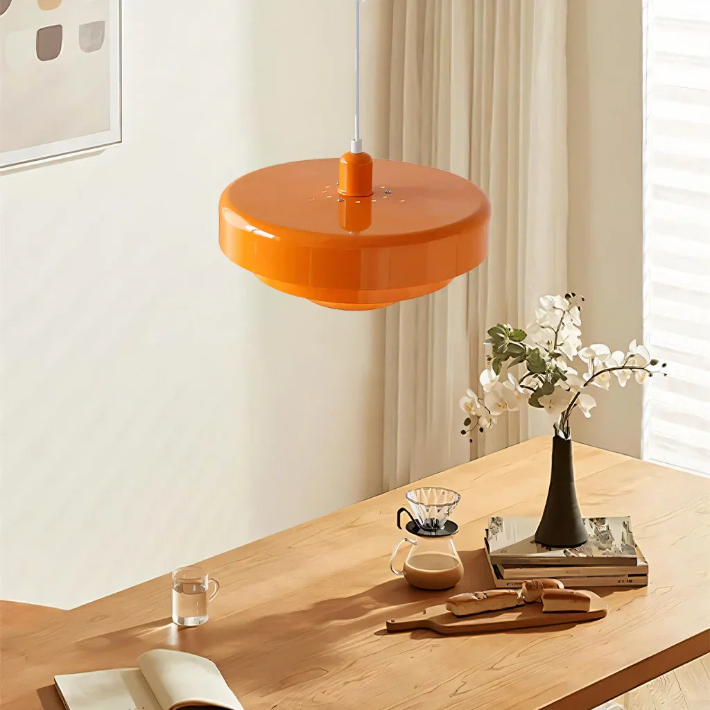 Veloraine | Lampada a sospensione con pendente a disco a tre strati con paralume in alluminio in diversi colori