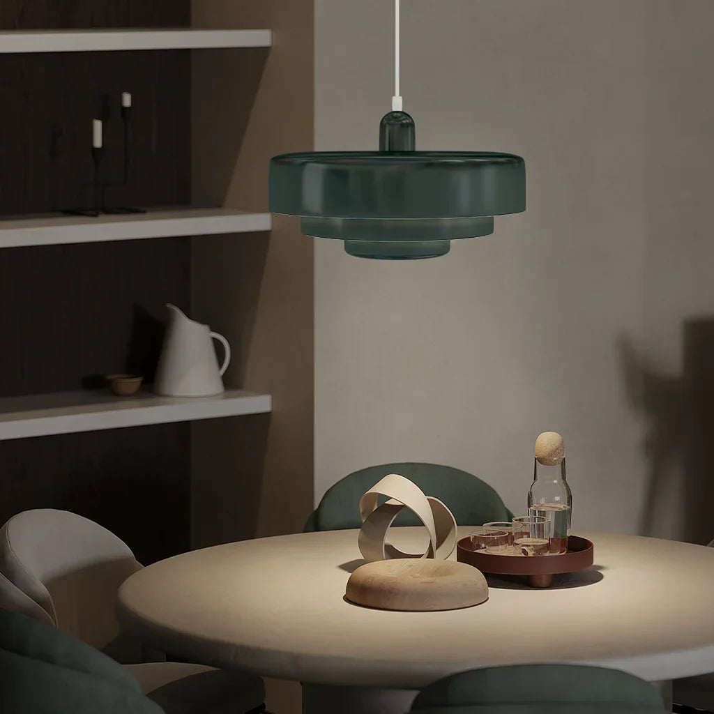 Veloraine | Lampada a sospensione con pendente a disco a tre strati con paralume in alluminio in diversi colori
