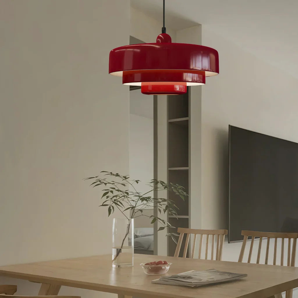 Veloraine | Lampada a sospensione con pendente a disco a tre strati con paralume in alluminio in diversi colori