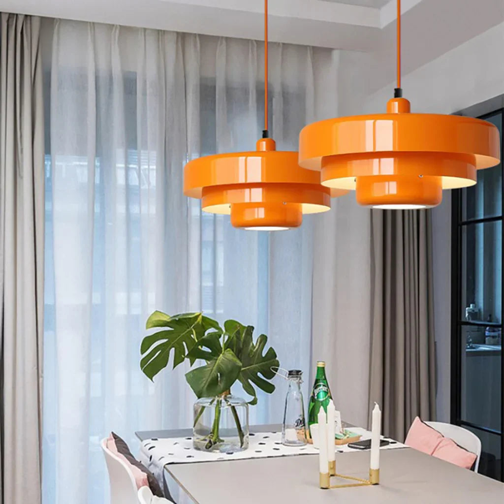 Veloraine | Lampada a sospensione con pendente a disco a tre strati con paralume in alluminio in diversi colori