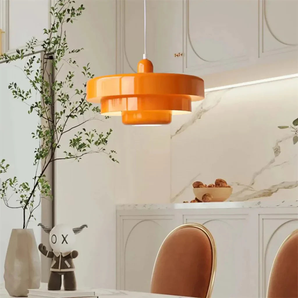 Veloraine | Lampada a sospensione con pendente a disco a tre strati con paralume in alluminio in diversi colori