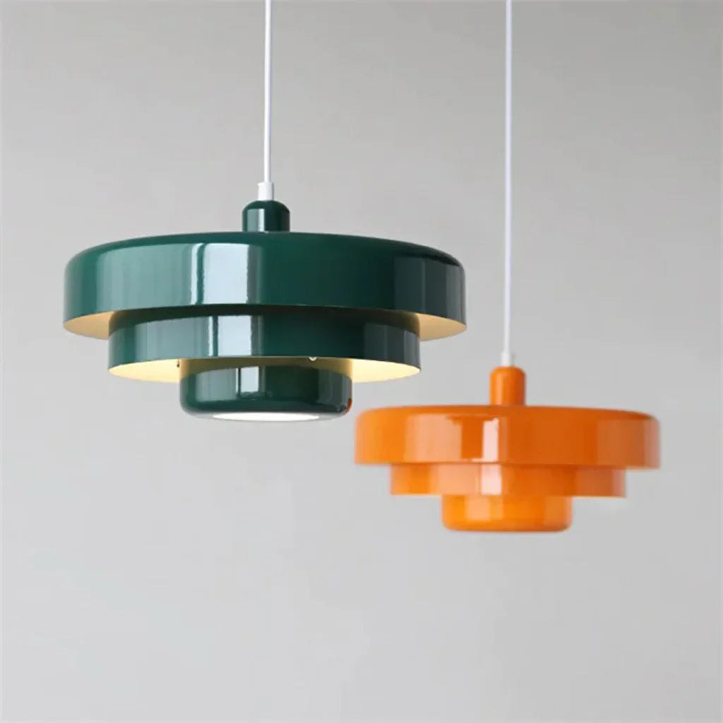 Veloraine | Lampada a sospensione con pendente a disco a tre strati con paralume in alluminio in diversi colori