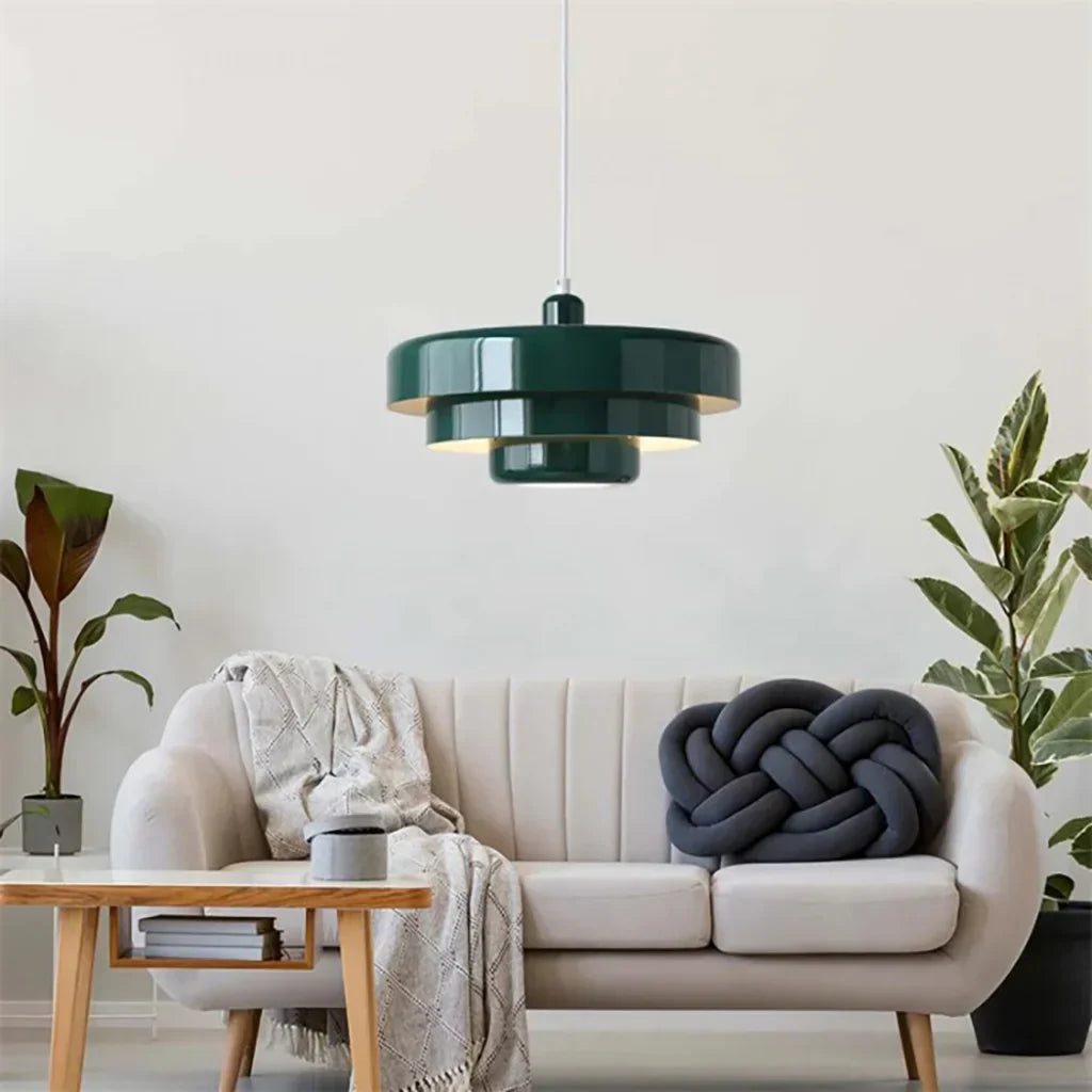 Veloraine | Lampada a sospensione con pendente a disco a tre strati con paralume in alluminio in diversi colori